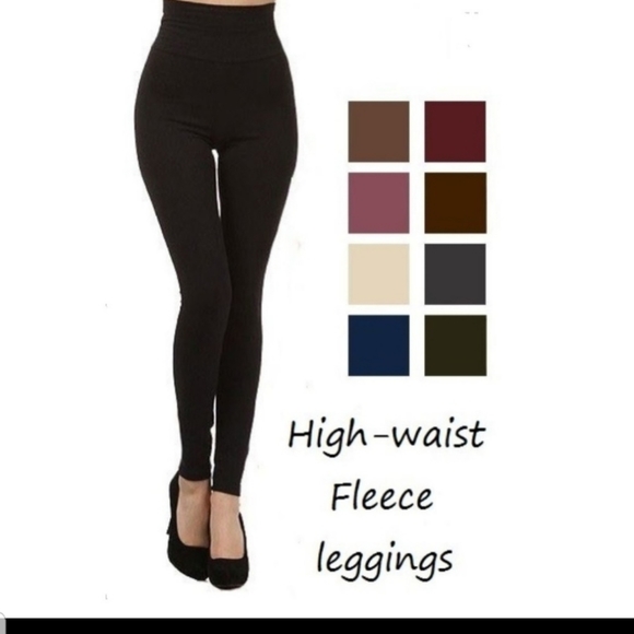 NWT CHARCOAL HIGH WAIST Fleece Leggings - Picture 2 of 2